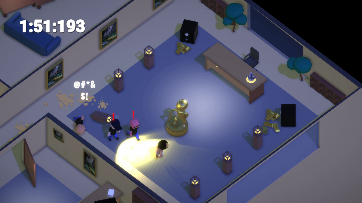 Butter Thief gameplay showing the thief exploring the level.