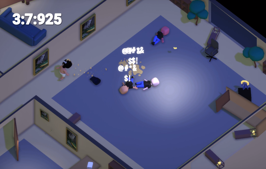 Butter Thief gameplay showing a guard encounter.