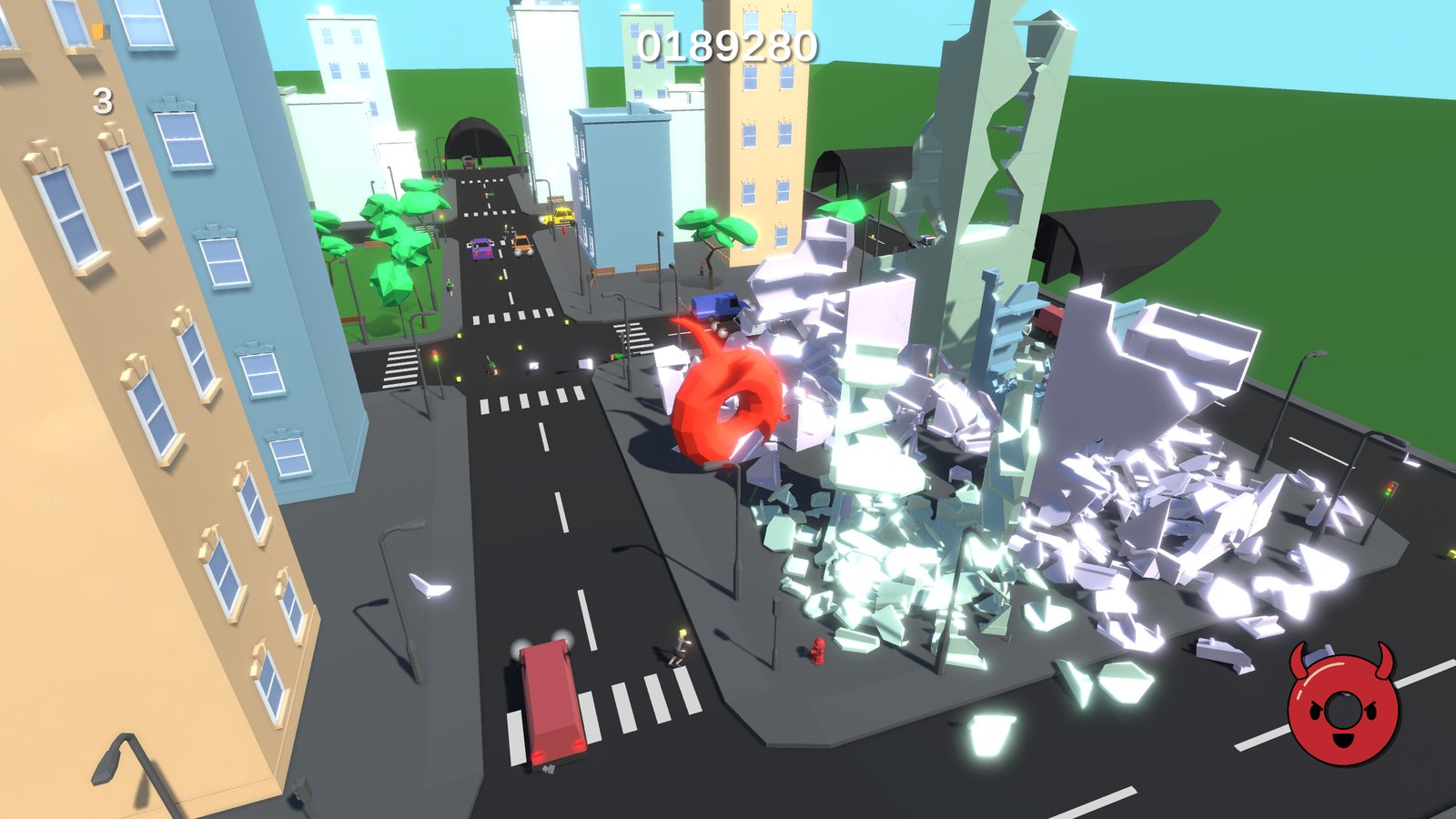 A larger donut destroying the city.